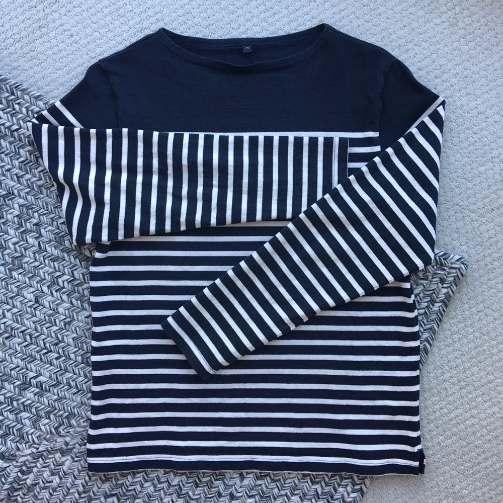 Muji - Unisex Striped Long Sleeve Shirt